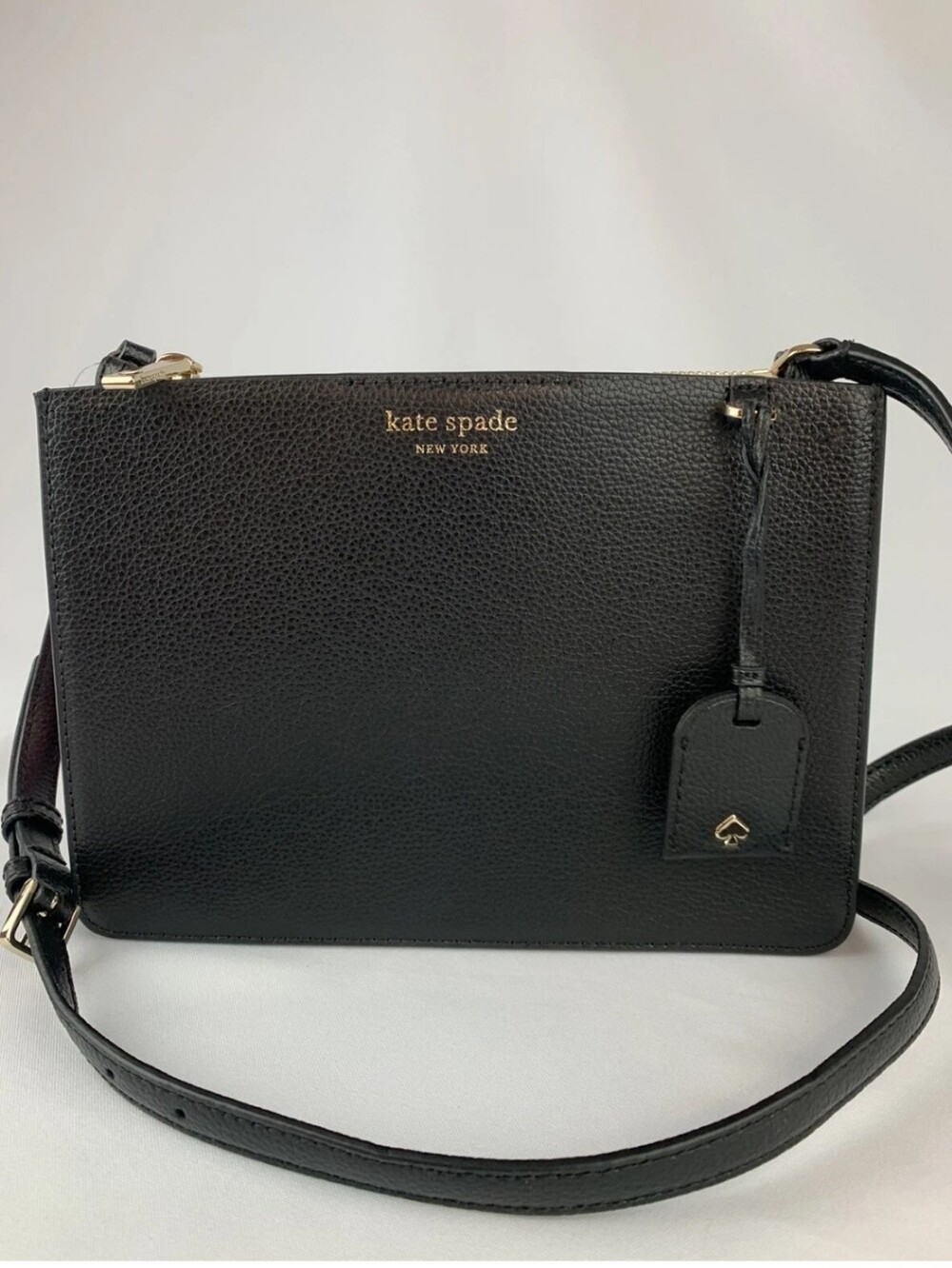 Kate Spade New York Eva Black Pebbled Leather Crossbody with Gold Accents NWOT